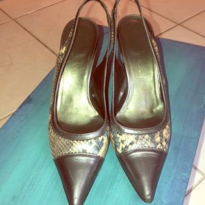 Snakeskin slingbacks